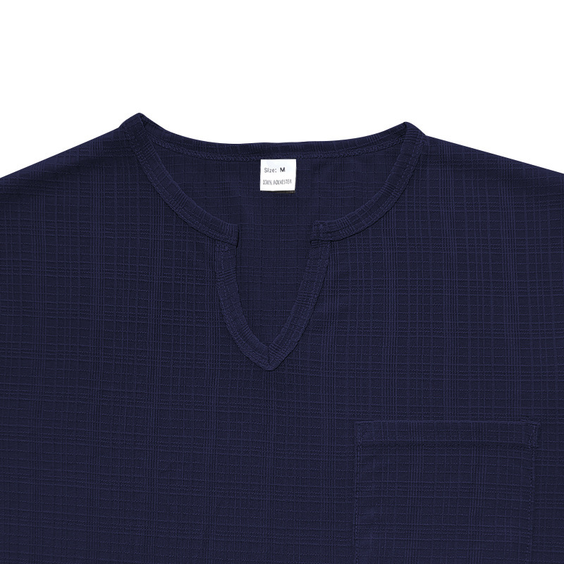 Linen-look Slubbed Loose-fit Breathable Sports Casual V-neck Short-sleeved Top