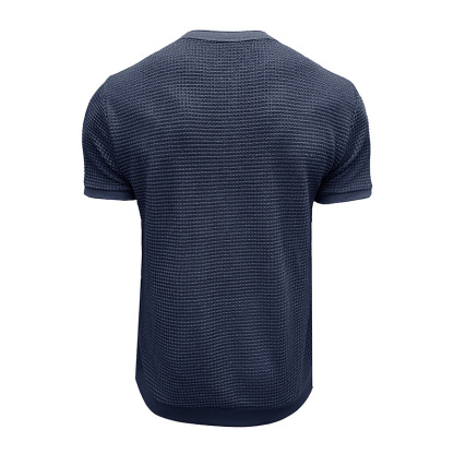 Men's Short-Sleeved Textured Knit Henley T-Shirt Pullover