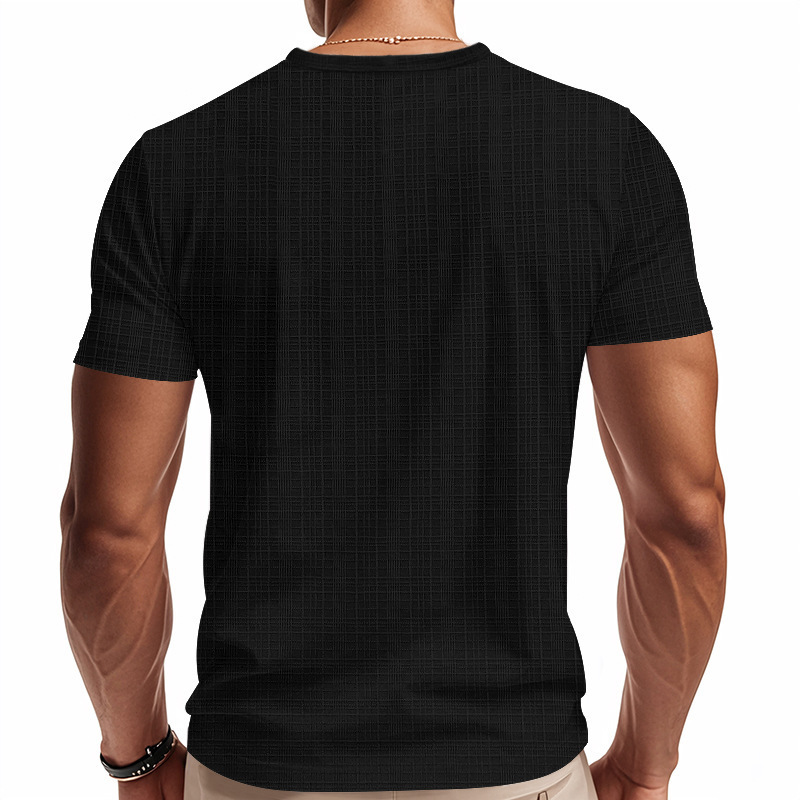 Linen-look Slubbed Loose-fit Breathable Sports Casual V-neck Short-sleeved Top