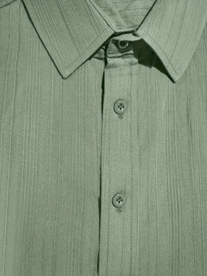 Men's casual cotton striped jacquard beach short-sleeve shirt