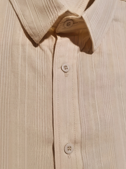Men's casual cotton striped jacquard beach short-sleeve shirt