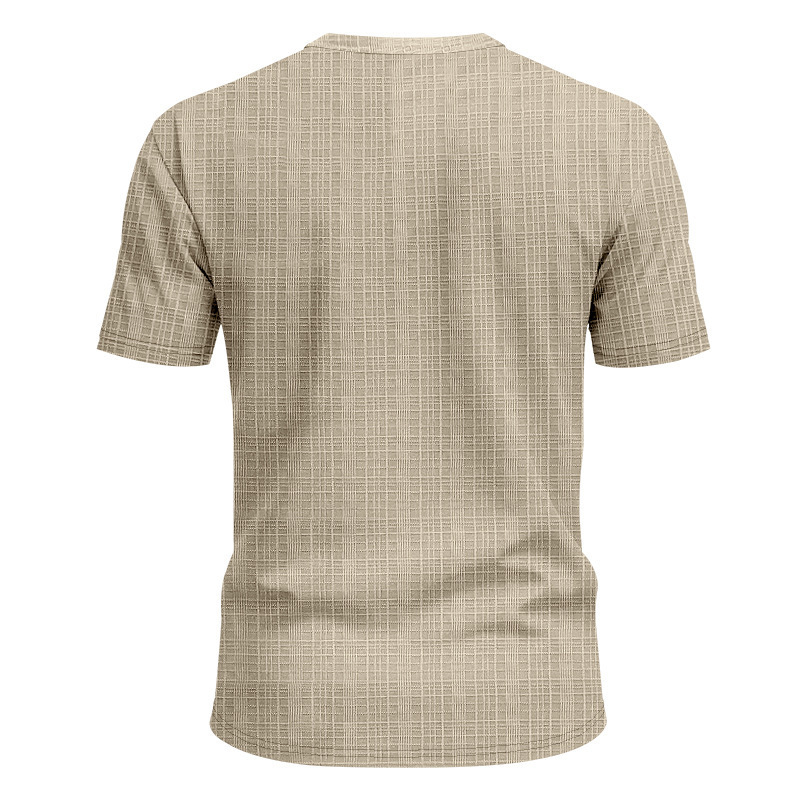 Linen-look Slubbed Loose-fit Breathable Sports Casual V-neck Short-sleeved Top