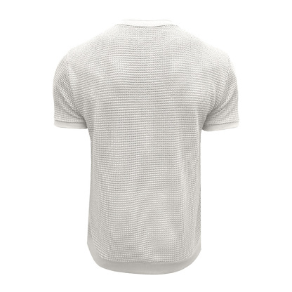Men's Short-Sleeved Textured Knit Henley T-Shirt Pullover