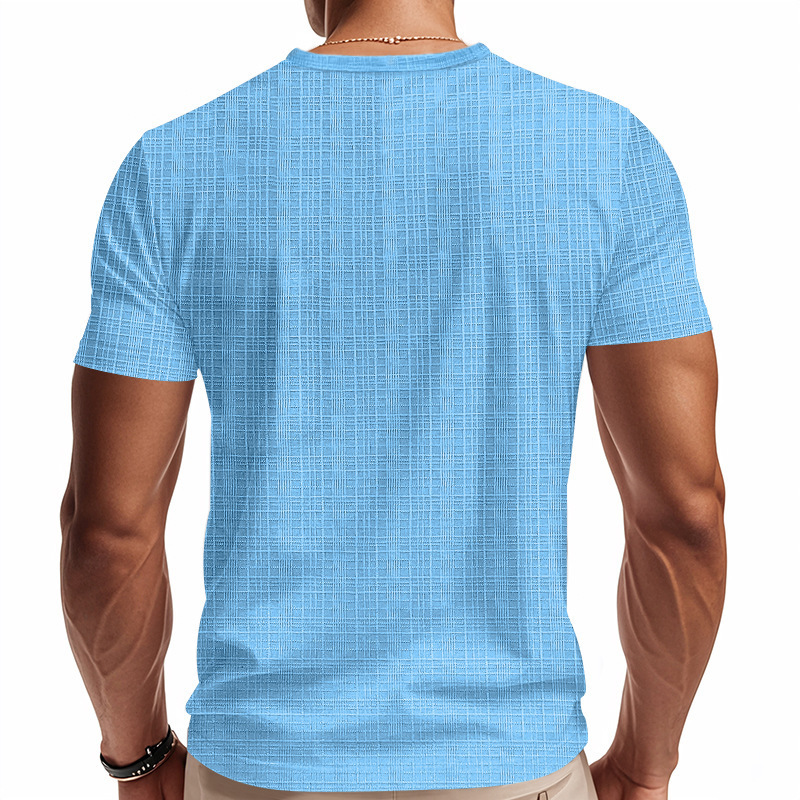 Linen-look Slubbed Loose-fit Breathable Sports Casual V-neck Short-sleeved Top