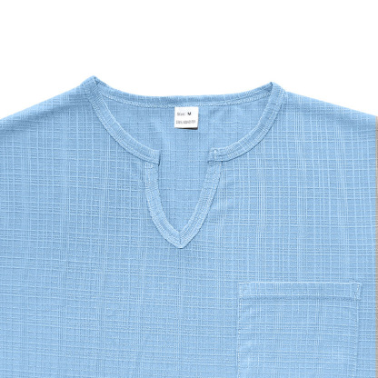 Linen-look Slubbed Loose-fit Breathable Sports Casual V-neck Short-sleeved Top