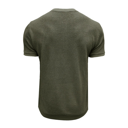 Men's Short-Sleeved Textured Knit Henley T-Shirt Pullover