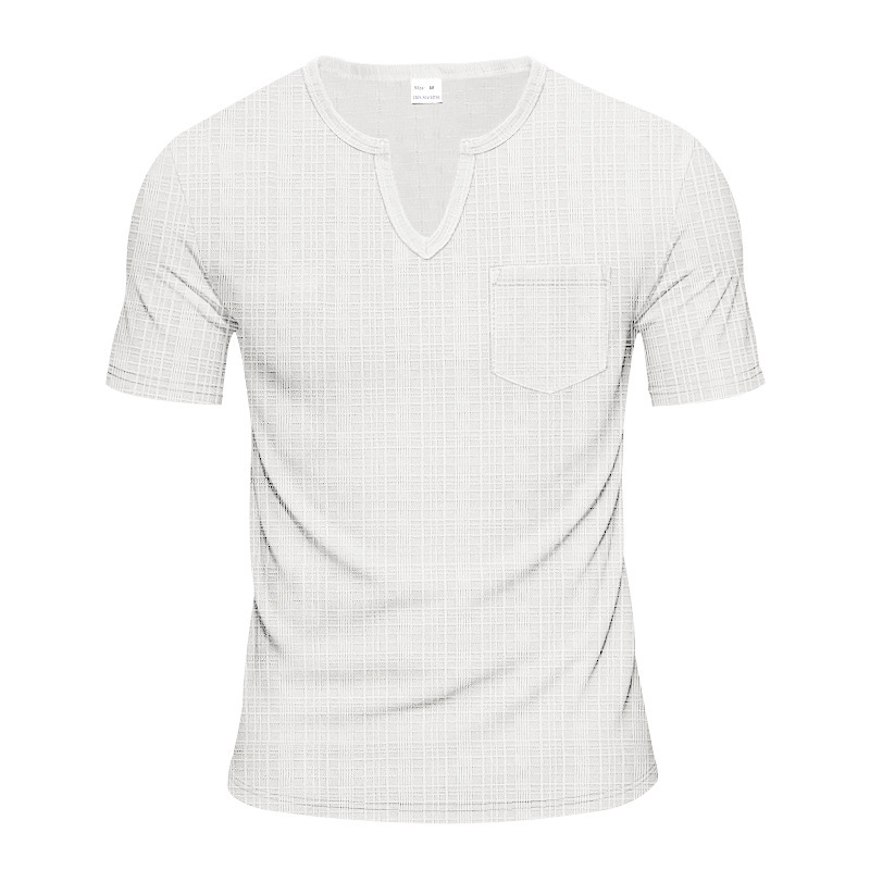 Linen-look Slubbed Loose-fit Breathable Sports Casual V-neck Short-sleeved Top