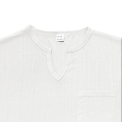 Linen-look Slubbed Loose-fit Breathable Sports Casual V-neck Short-sleeved Top