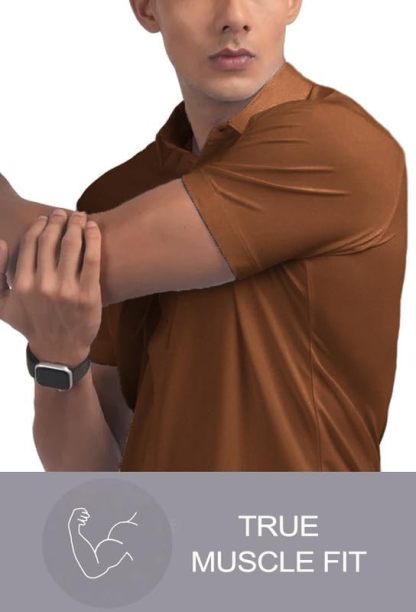 Men’s Muscle Fit Dress Shirts Athletic Slim Fit Short Sleeve Stretch Casual Button Down Shirt