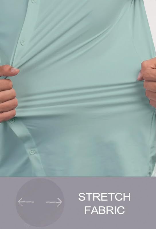 Men’s Muscle Fit Dress Shirts Athletic Slim Fit Short Sleeve Stretch Casual Button Down Shirt