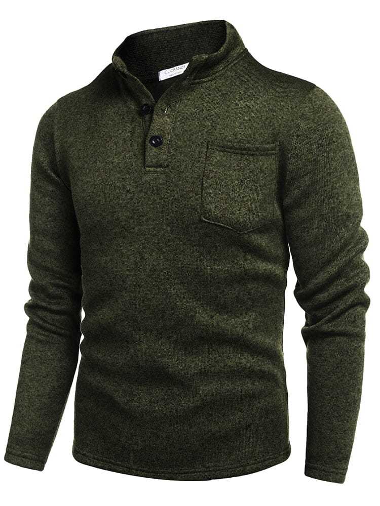 Thermal Fleece Henley Sweatshirt