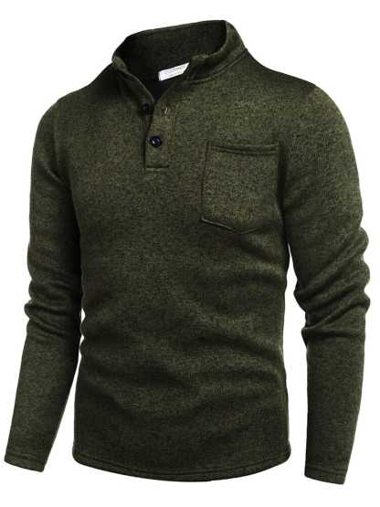 Thermal Fleece Henley Sweatshirt