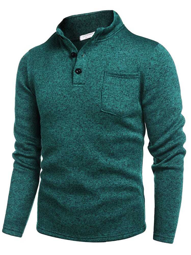Thermal Fleece Henley Sweatshirt
