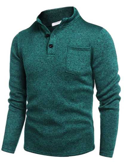 Thermal Fleece Henley Sweatshirt