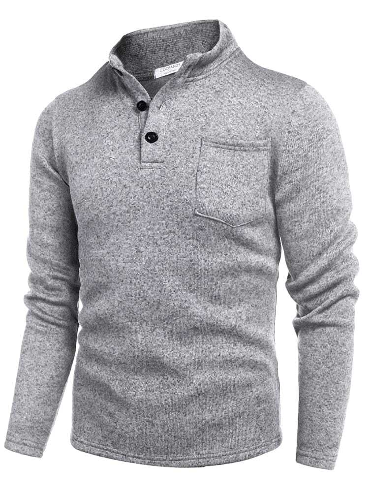 Thermal Fleece Henley Sweatshirt