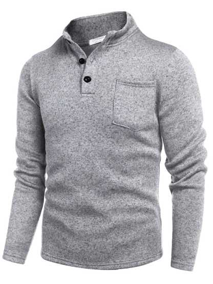 Thermal Fleece Henley Sweatshirt