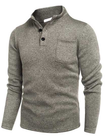 Thermal Fleece Henley Sweatshirt