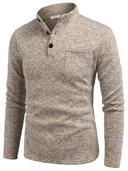 Thermal Fleece Henley Sweatshirt