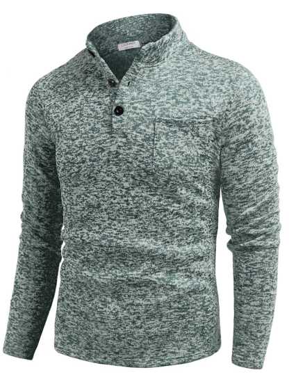 Thermal Fleece Henley Sweatshirt
