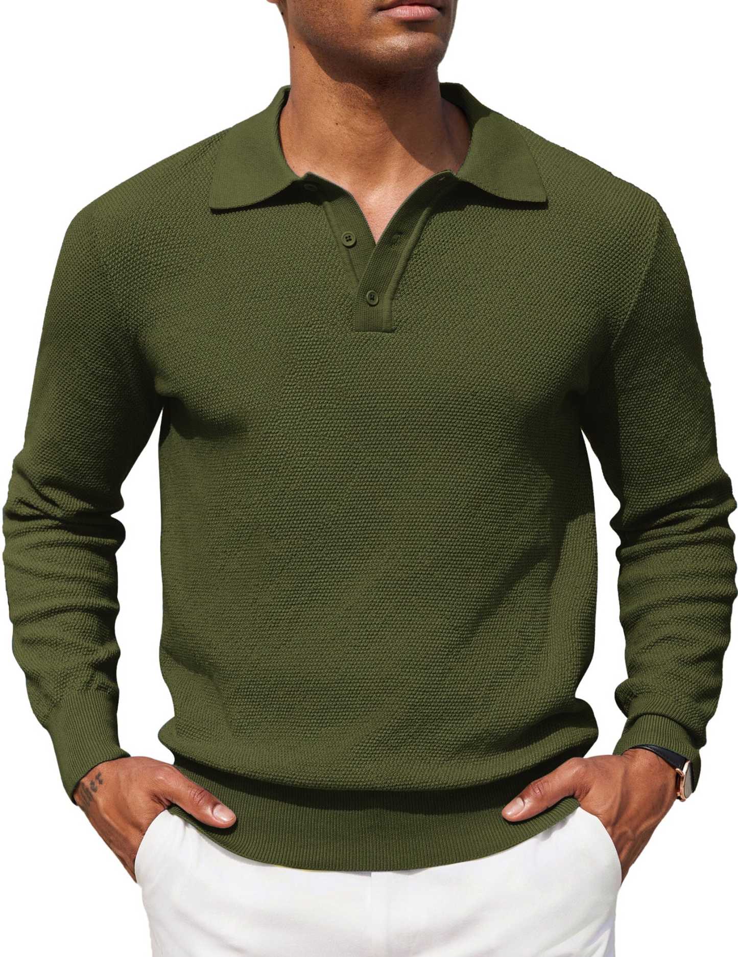 Casual Stretch Polo Sweater Shirt