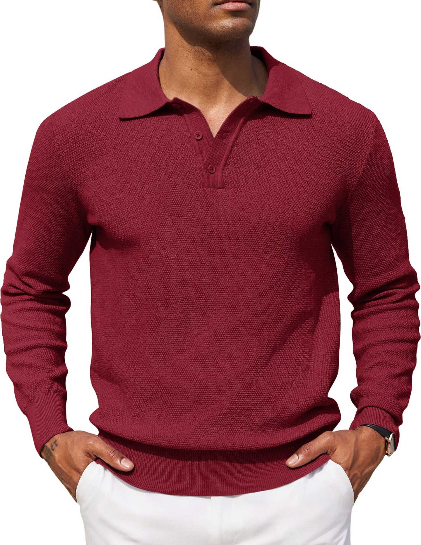 Casual Stretch Polo Sweater Shirt