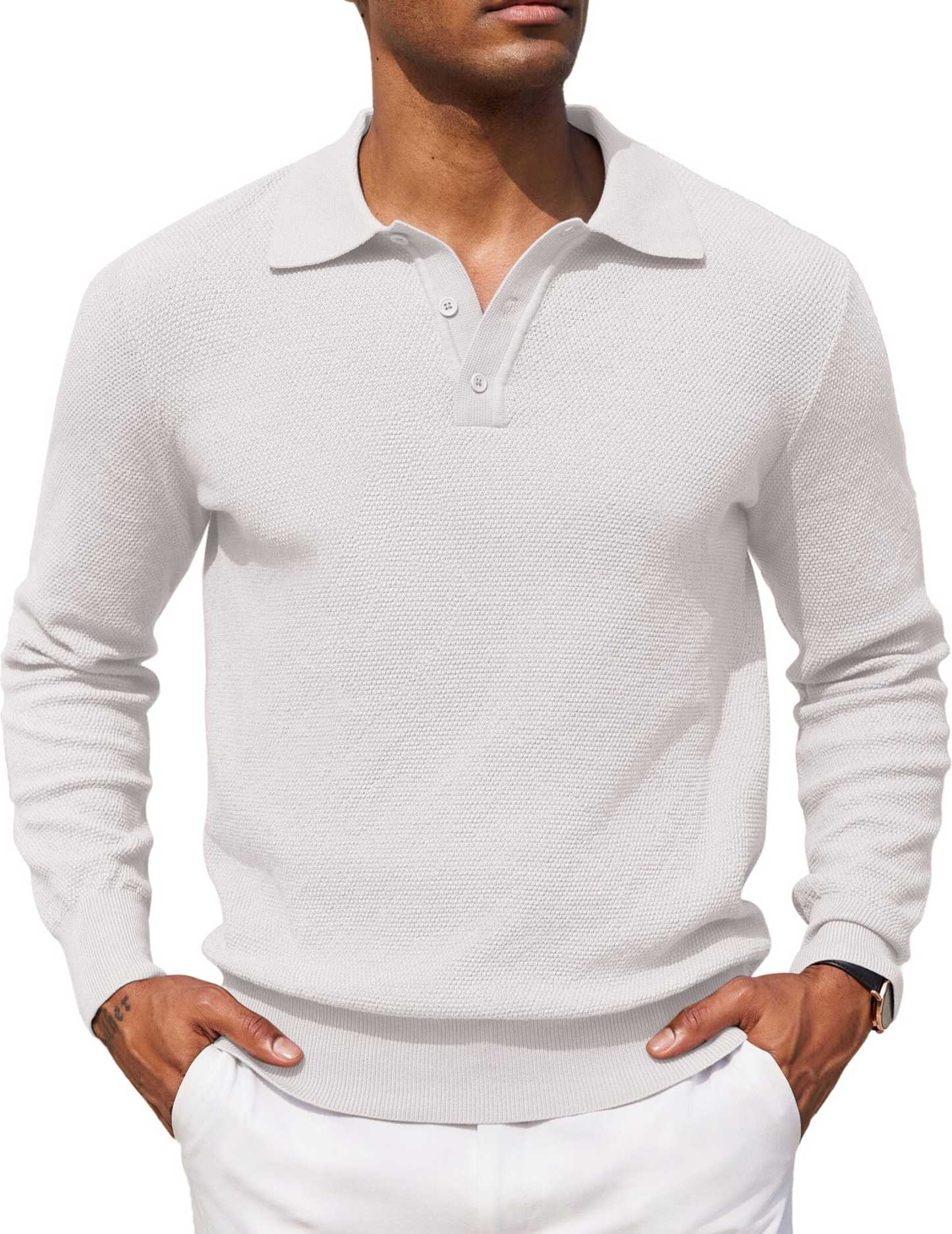 Casual Stretch Polo Sweater Shirt