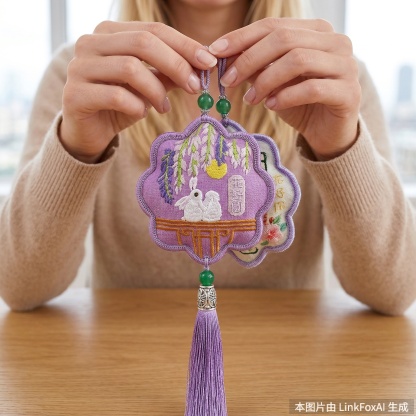  Embroidery Mugwort Pendant with Tassels