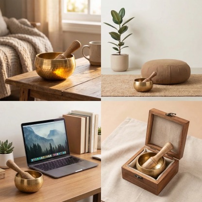 Nepal Mini Singing Bowl • Tibetan Sound Bowl • Yoga Meditation Bowl • Brass Chime • Mindfulness Healing Decor