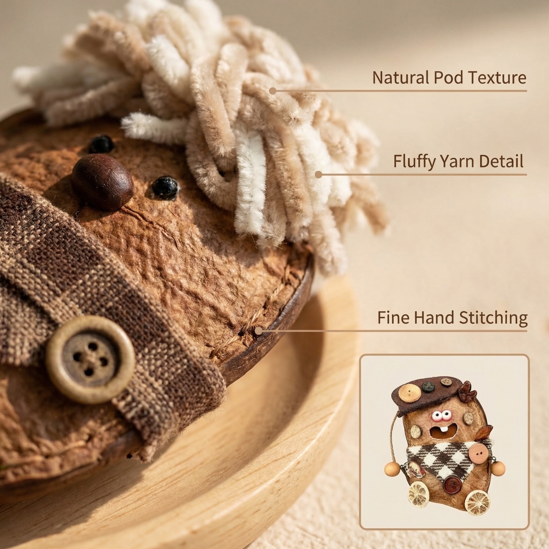 Handmade Natural Seed Bean Pod Dolls - Decor & Accessories