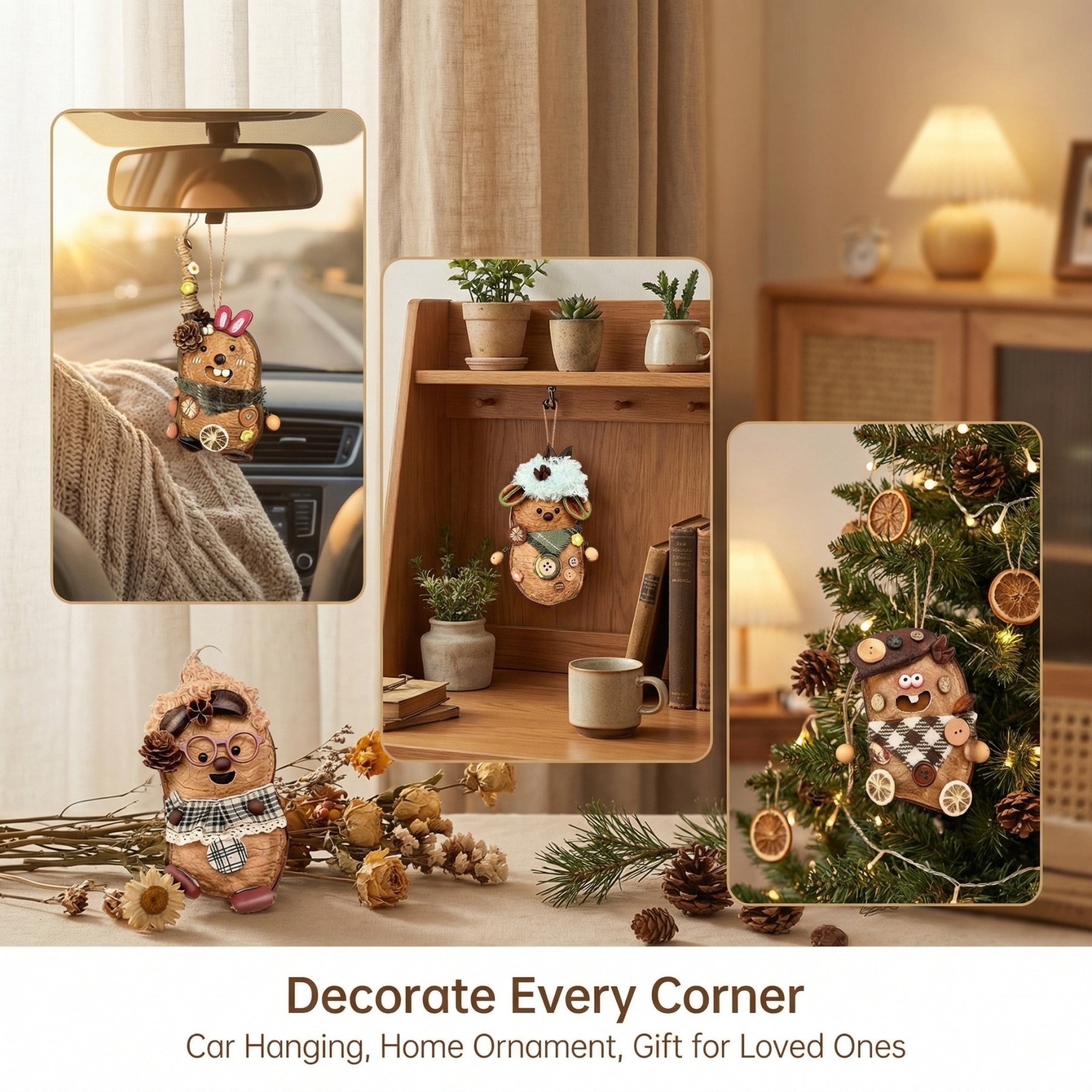 Handmade Natural Seed Bean Pod Dolls - Decor & Accessories