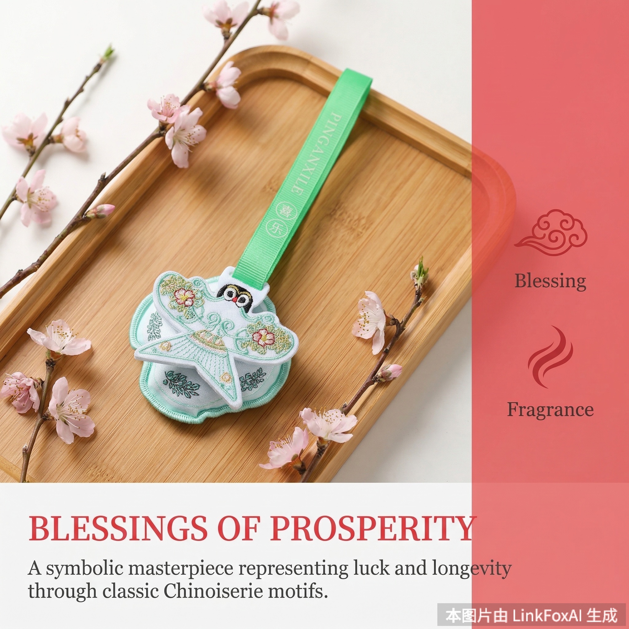 New Chinese Style "Fu Lu Shou Xi" Mugwort Sachet