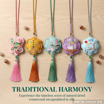  Embroidery Mugwort Pendant with Tassels