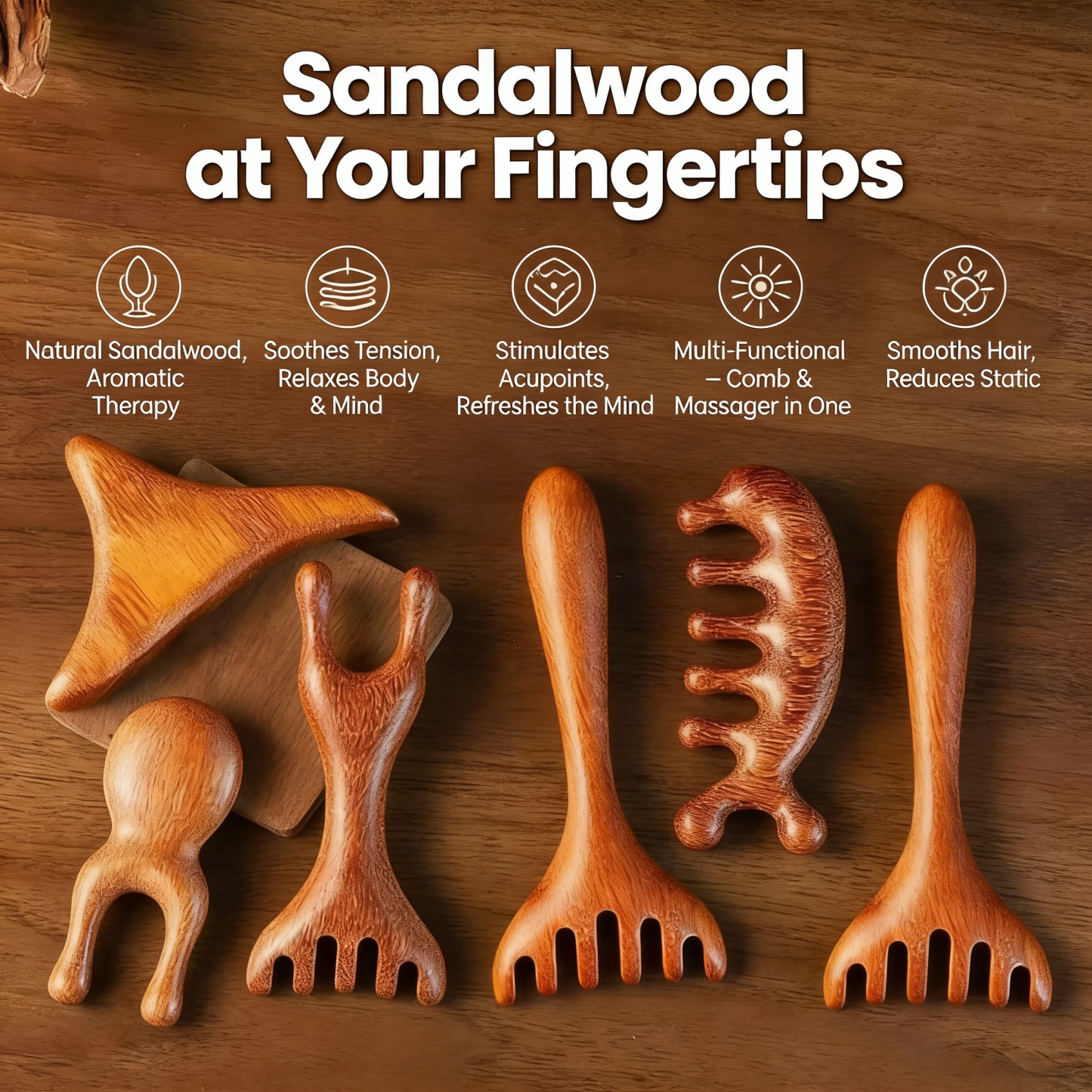 Sandalwood Acupressure Scalp & Meridian Massage Comb