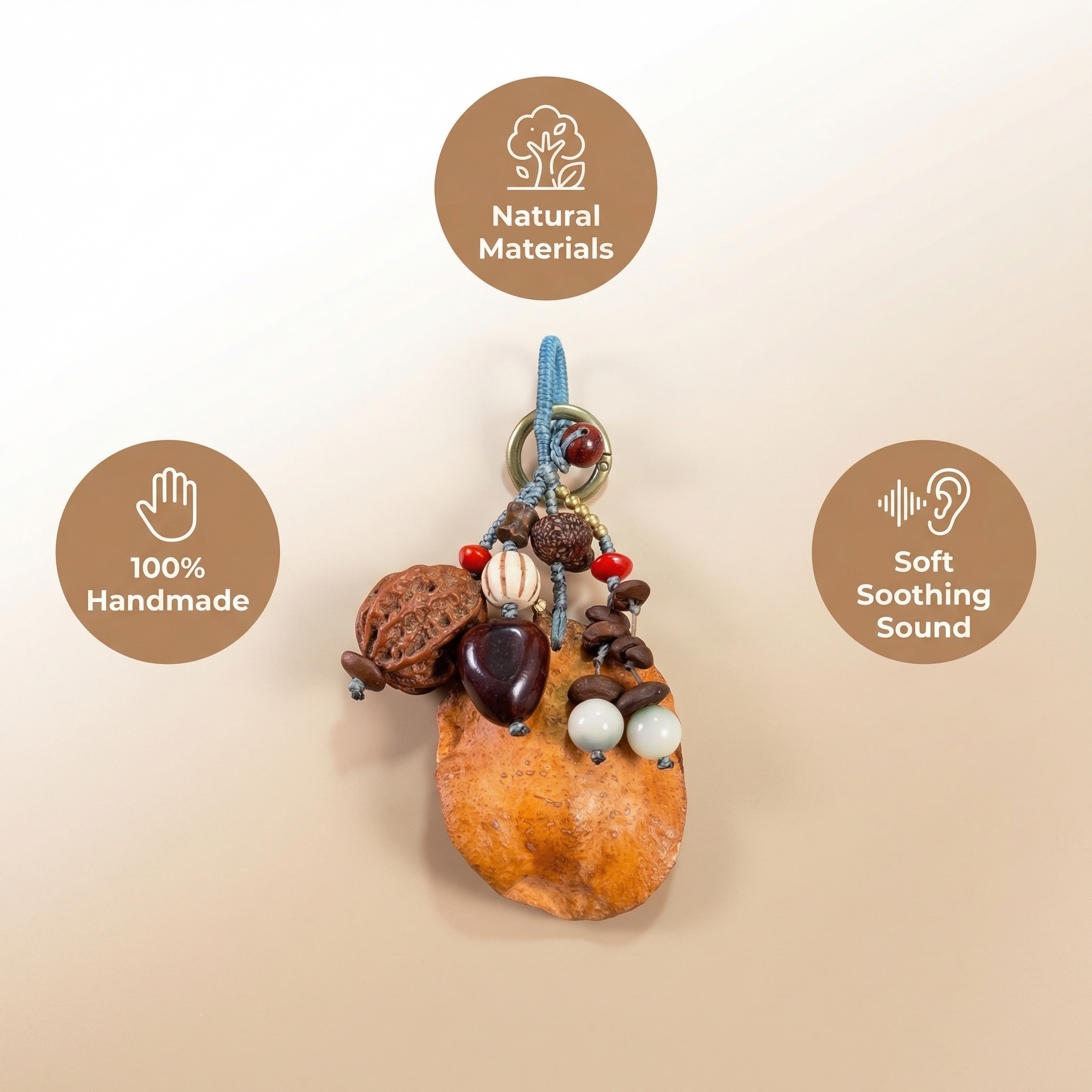 Handmade Sound Healing Seed Pod Pendant for Bags & Cars