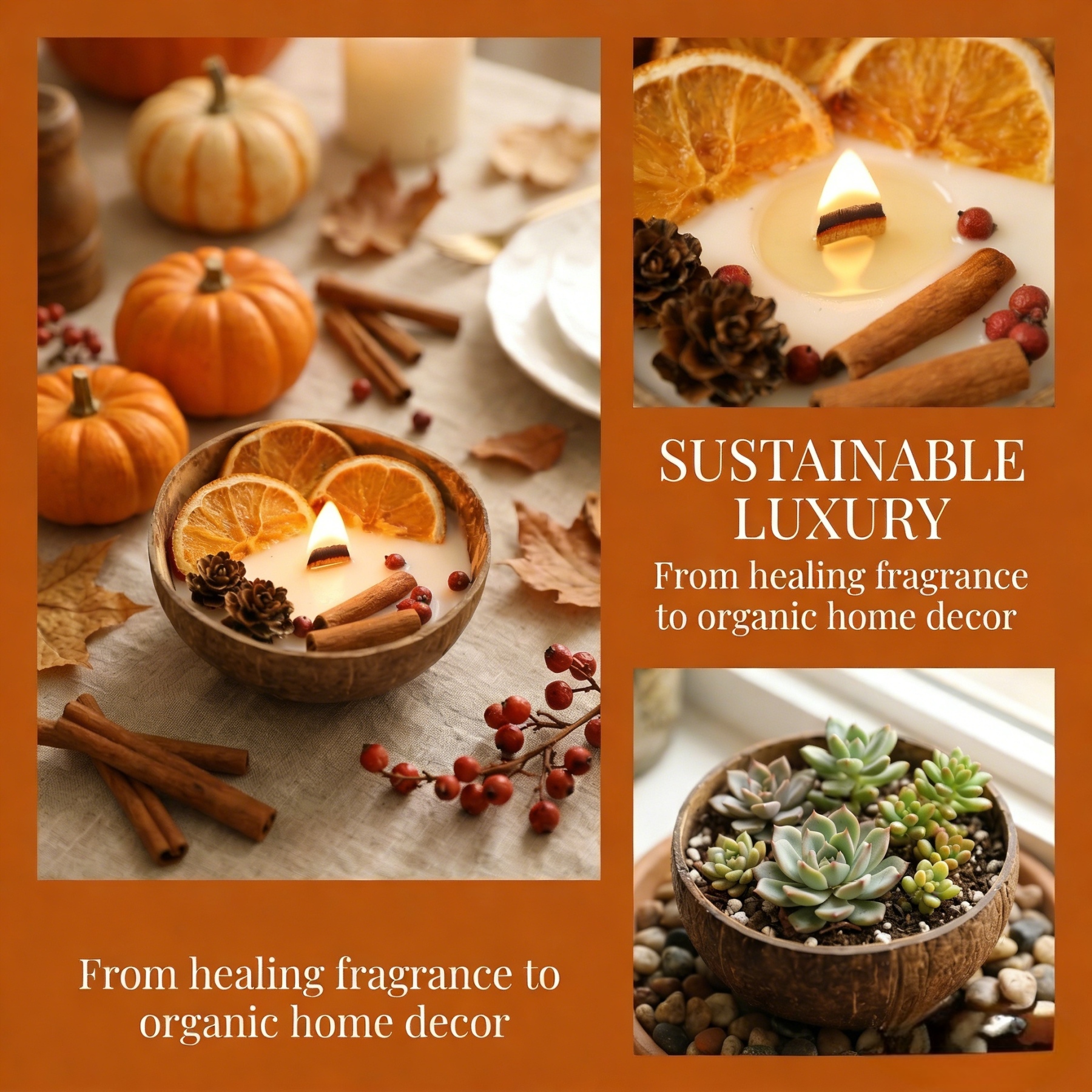 Coconut Bowl Candle with Dried Flowers