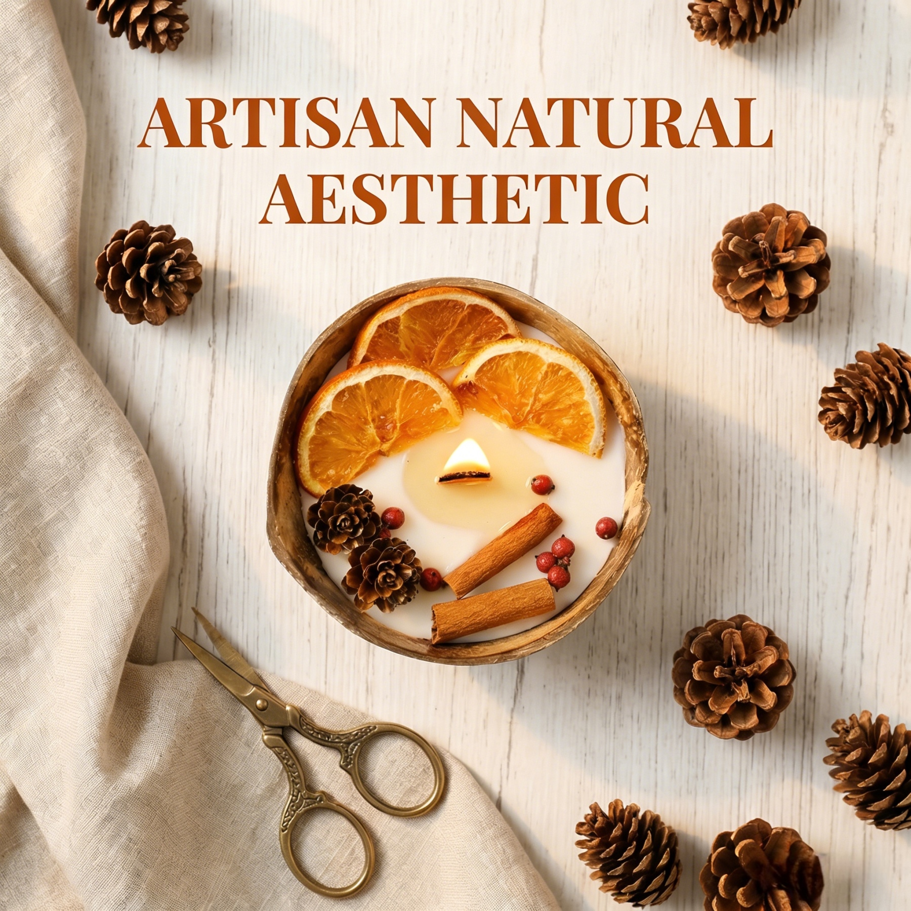 Coconut Bowl Candle with Dried Flowers