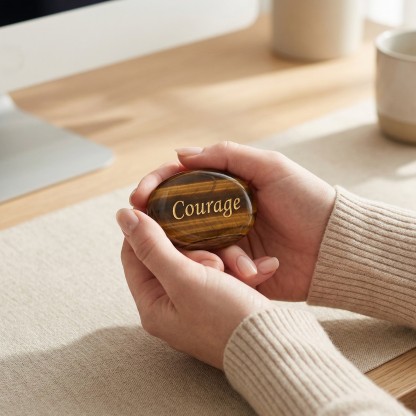 Engraved Gemstone Round Inspirational Bag Charm