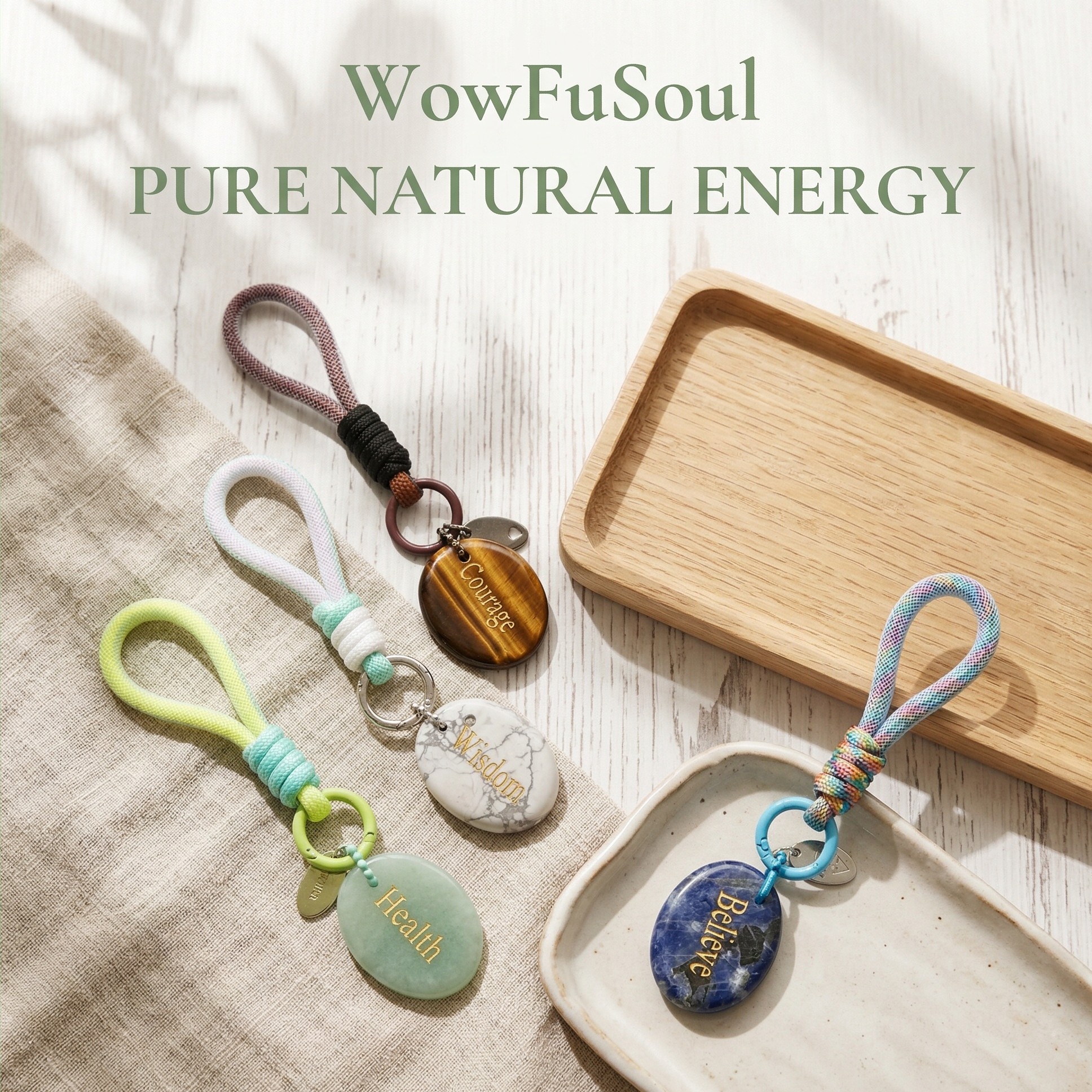 Engraved Gemstone Round Inspirational Bag Charm