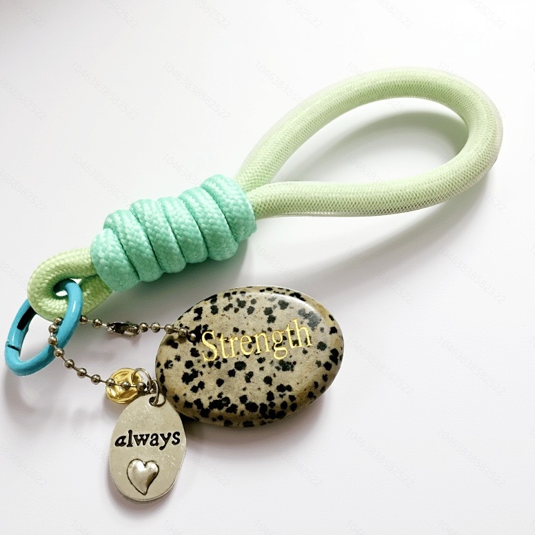 Engraved Gemstone Round Inspirational Bag Charm