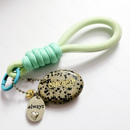 Engraved Gemstone Round Inspirational Bag Charm