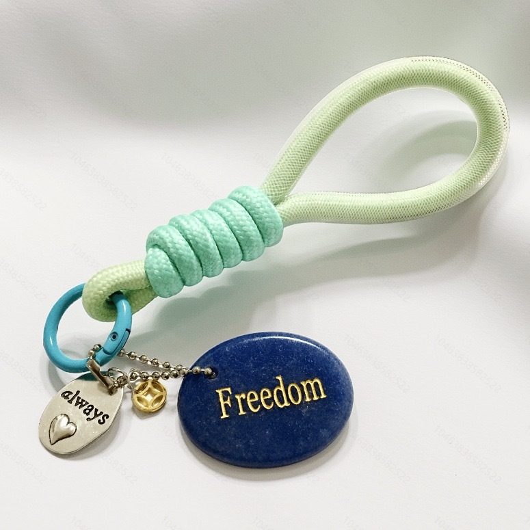 Engraved Gemstone Round Inspirational Bag Charm