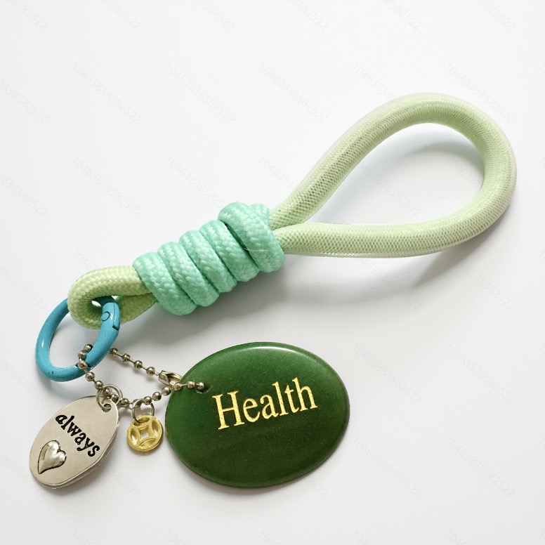 Engraved Gemstone Round Inspirational Bag Charm