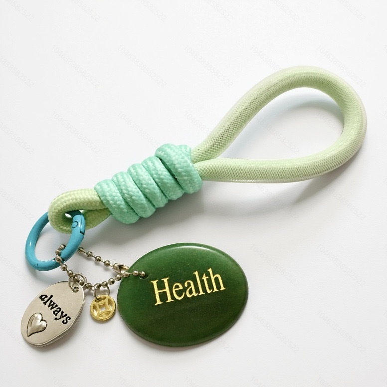 Engraved Gemstone Round Inspirational Bag Charm