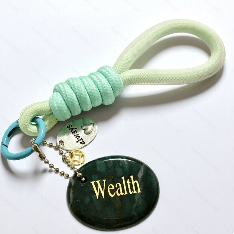 Engraved Gemstone Round Inspirational Bag Charm