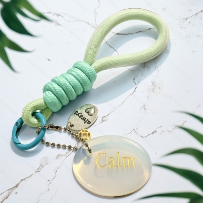 Engraved Gemstone Round Inspirational Bag Charm