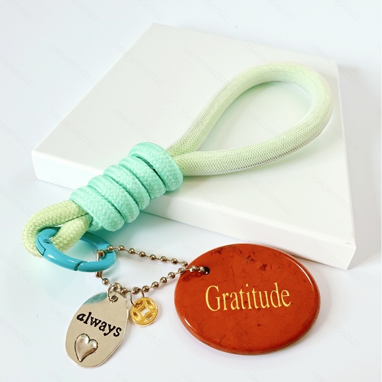 Engraved Gemstone Round Inspirational Bag Charm