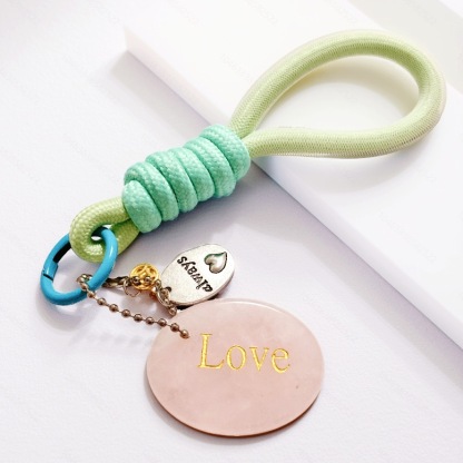 Engraved Gemstone Round Inspirational Bag Charm