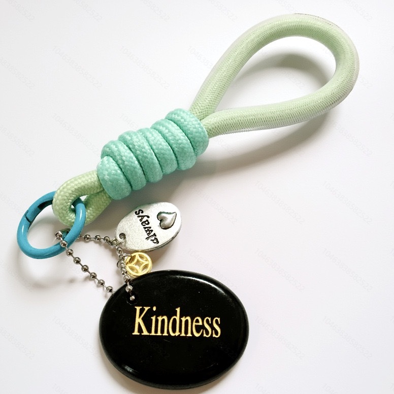 Engraved Gemstone Round Inspirational Bag Charm