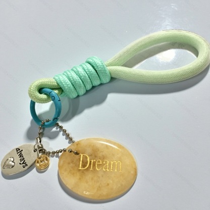 Engraved Gemstone Round Inspirational Bag Charm