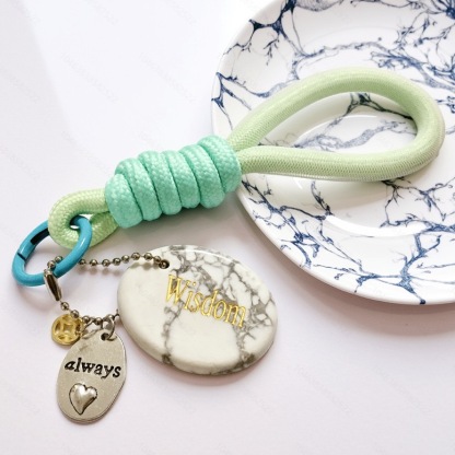 Engraved Gemstone Round Inspirational Bag Charm